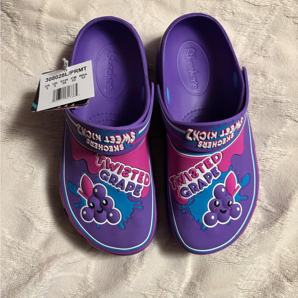 Skechers Sweet Kickz Twisted Grape Foamies Sandals Size 3